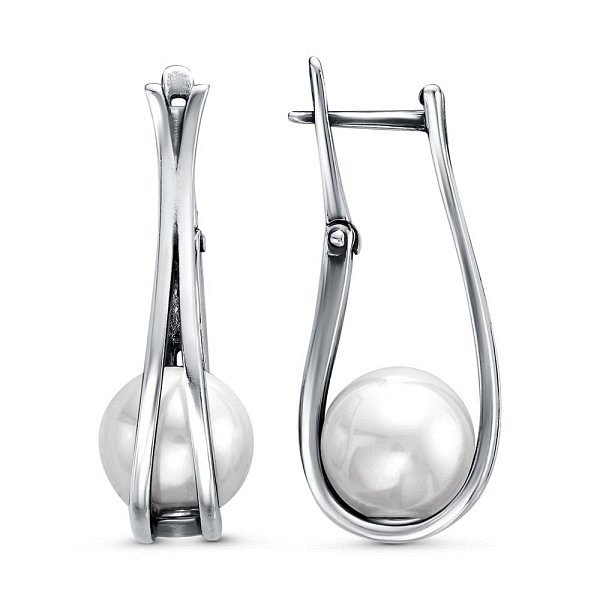 Серьги Красная пресня - Серебро 925, Жемчуг имитация (арт. 33613698)