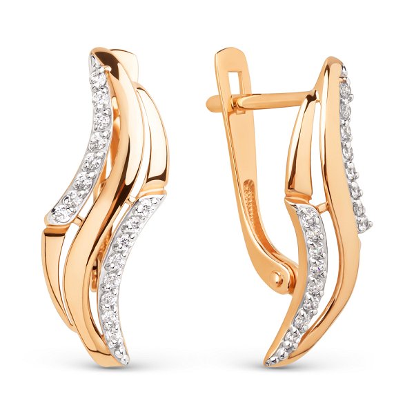 Серьги ЮФ Династия - Золото 375, Фианит (арт. 026702-5102)