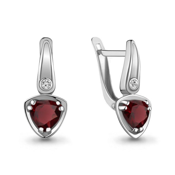 Серьги Аквамарин - Серебро 925, Гранат, Фианит (арт. 4732103А.5)