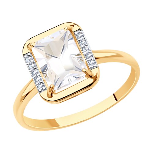 Кольцо SOKOLOV - Золото 585, Горный хрусталь, Фианит (арт. 715875)