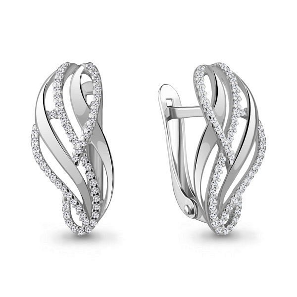 Серьги Аквамарин - Серебро 925, Фианит (арт. 42700А.5)