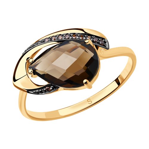 Кольцо SOKOLOV - Золото 585, Раухтопаз, Фианит (арт. 714209)