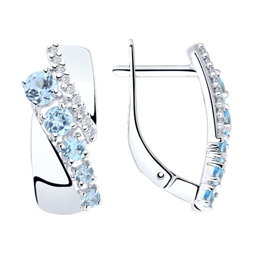 Серьги SOKOLOV - Серебро 925, Топаз, Фианит (арт. 92022049)