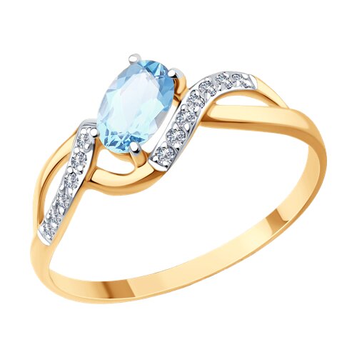 Кольцо SOKOLOV - Золото 375, Топаз, Фианит (арт. 37716913)