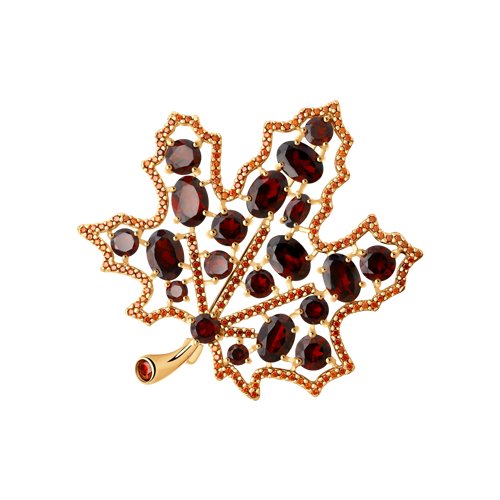 Брошь SOKOLOV - Серебро 925, Гранат, Фианит (арт. 92040100)