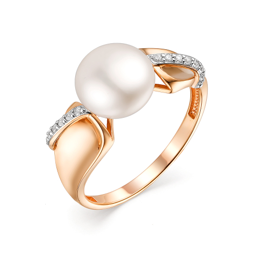 Кольцо ЮК Гранат - Золото 585, Жемчуг культивированный, Фианит (арт. 11803168)