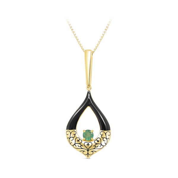 Колье Кабаровских - Серебро 925, Эмаль, Изумруд (арт. 16-711-1287)