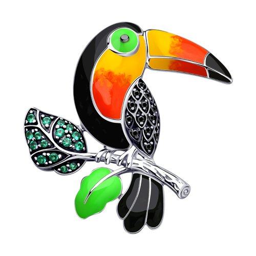 Брошь SOKOLOV - Серебро 925, Фианит, Эмаль (арт. 94040244)