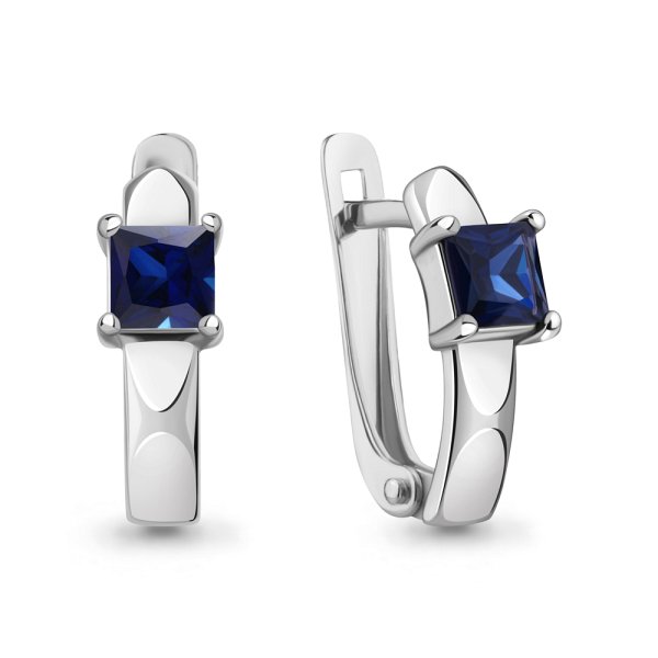 Серьги Аквамарин - Серебро 925, Фианит (арт. 400813.5)