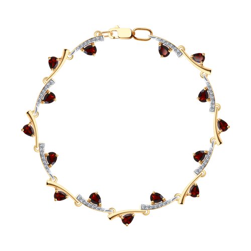 Браслет SOKOLOV - Золото 585, Гранат, Фианит (арт. 750557)