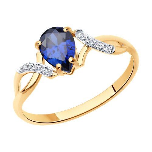 Кольцо SOKOLOV - Золото 375, Синтетический сапфир , Фианит (арт. 37716327)