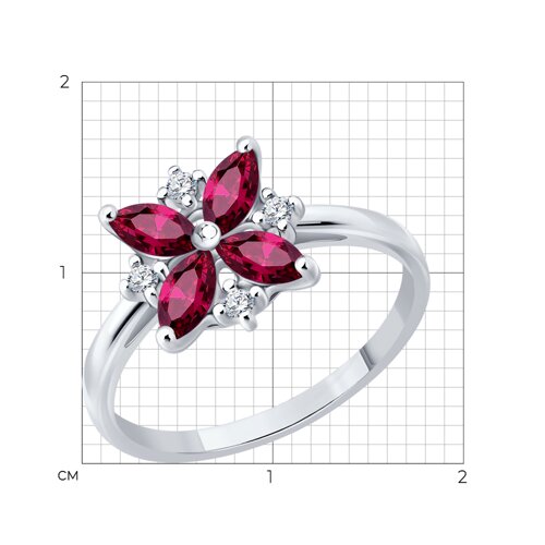 Кольцо SOKOLOV - Серебро 925, Фианит, Рубин (арт. 64010003)