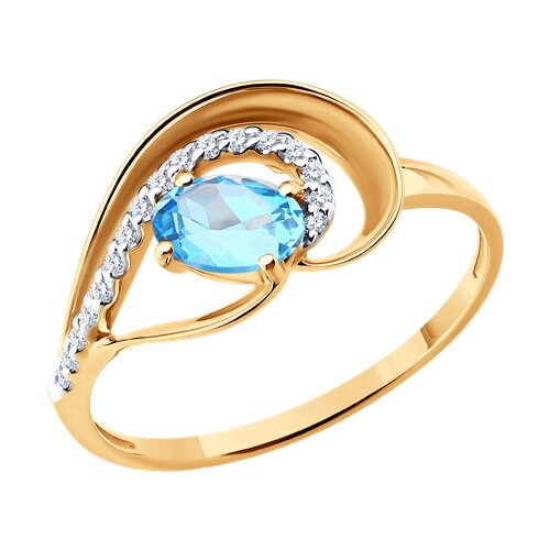 Кольцо SOKOLOV - Золото 585, Топаз, Фианит (арт. 717366)