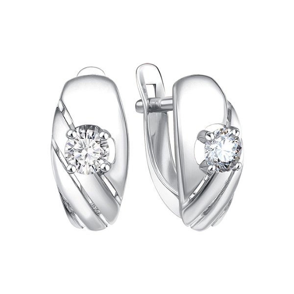 Серьги Золотые узоры - Серебро 925, Фианит (арт. 90-52-0040-00)