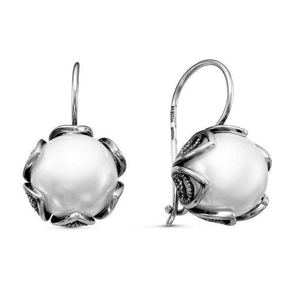 Серьги Красная пресня - Серебро 925, Жемчуг имитация (арт. 33610760)