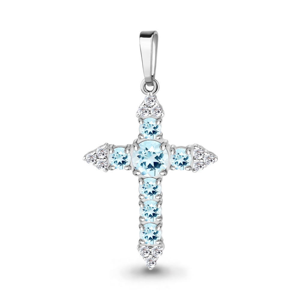 Подвеска Аквамарин - Серебро 925, Топаз, Фианит (арт. 2471302А.5)