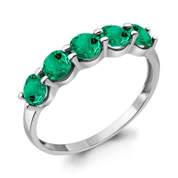 Кольцо Аквамарин - Серебро 925, Синтетический изумруд (арт. 69364П.5)