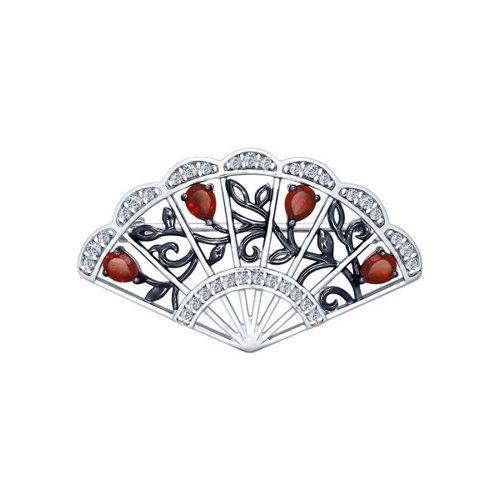 Брошь SOKOLOV - Серебро 925, Гранат, Фианит (арт. 92040048)