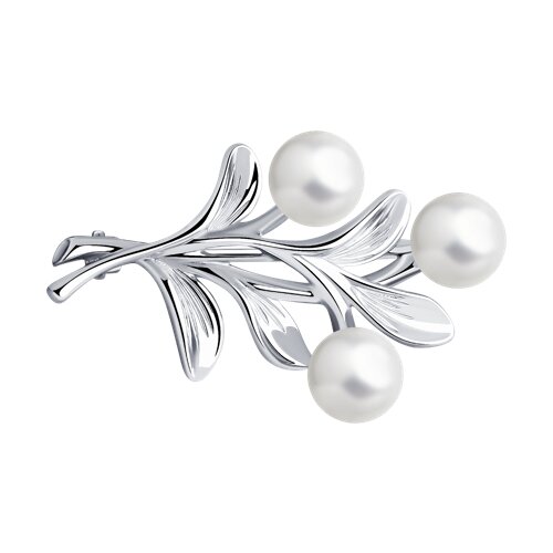 Брошь SOKOLOV - Серебро 925, Жемчуг имитация (арт. 94040284)