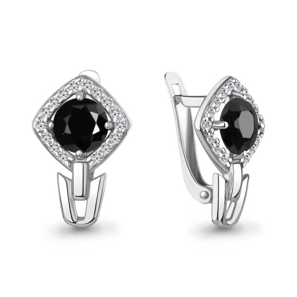 Серьги Аквамарин - Серебро 925, Стекло, Фианит (арт. 400776АЧ.5)