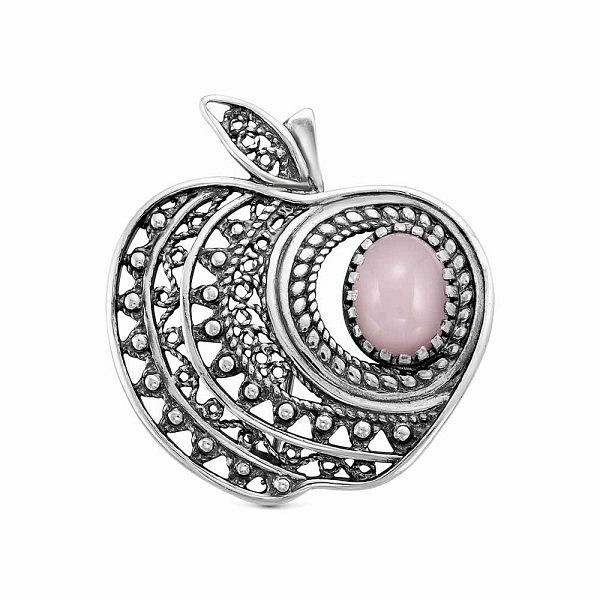 Брошь Красная пресня - Серебро 925, Синтетический кварц (арт. 13311022К)