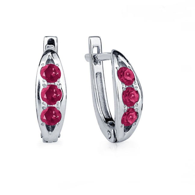 Серьги Platinum Lab. - Платина 950, Рубин (арт. ПС-043Р-01)
