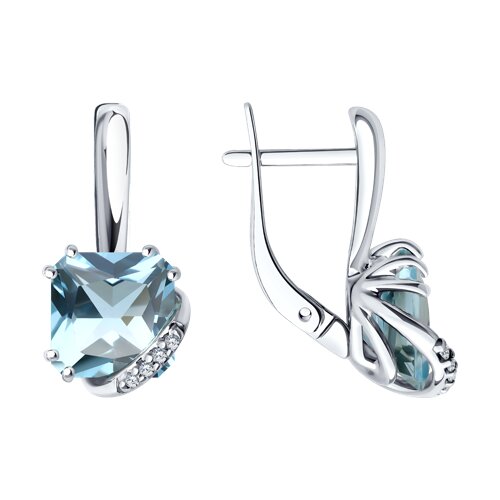 Серьги SOKOLOV - Серебро 925, Топаз, Фианит (арт. 92022915)