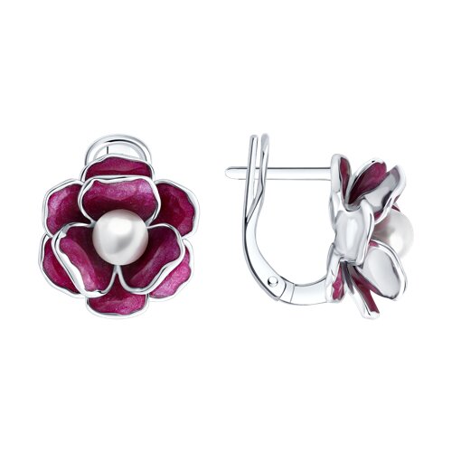 Серьги SOKOLOV - Серебро 925, Жемчуг имитация, Эмаль (арт. 94027279)