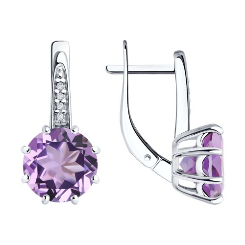 Серьги Diamant - Серебро 925, Аметист, Фианит (арт. 94-320-02040-2)