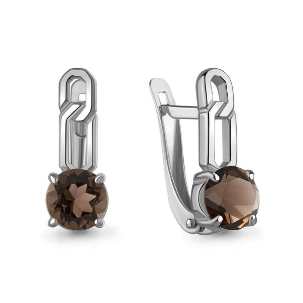 Серьги Аквамарин - Серебро 925, Раухтопаз (арт. 45011701.5)