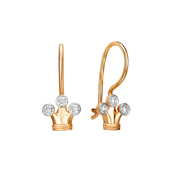 Серьги ЮФ Династия - Золото 585, Фианит (арт. 016842-1102)