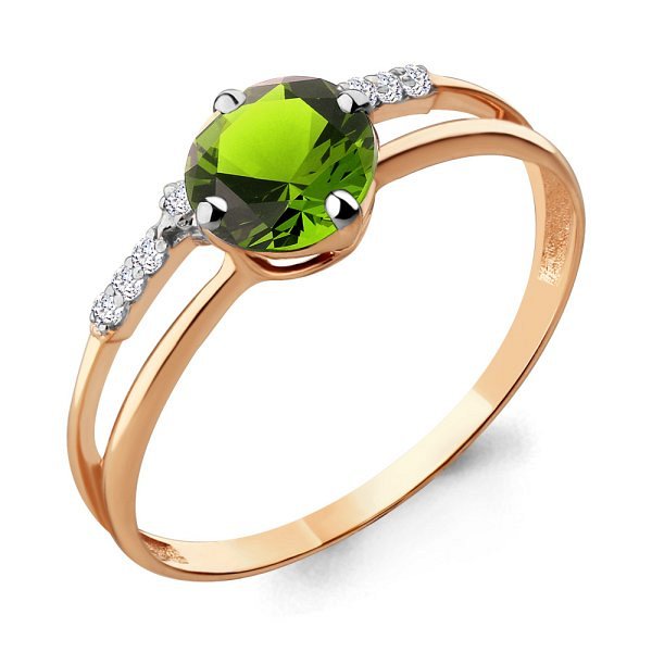 Кольцо Аквамарин - Золото 375, Фианит, Хризолит (арт. 6597107А.8)