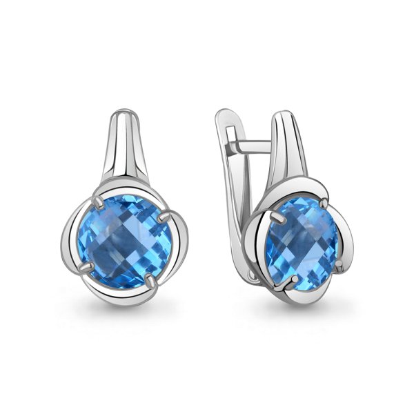 Серьги Аквамарин - Серебро 925, Синтетический топаз (арт. 45027392.5)