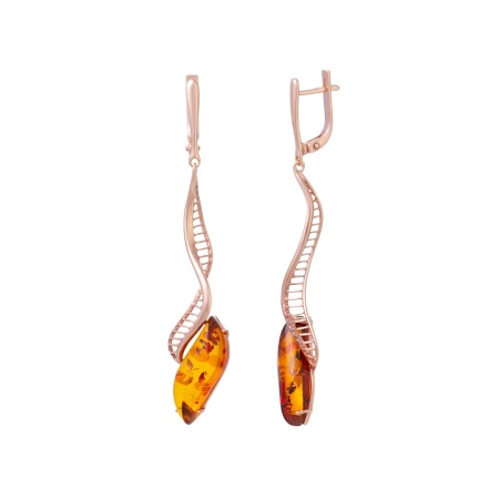 Серьги Янтарная волна - Серебро 925, Янтарь (арт. 821228к)