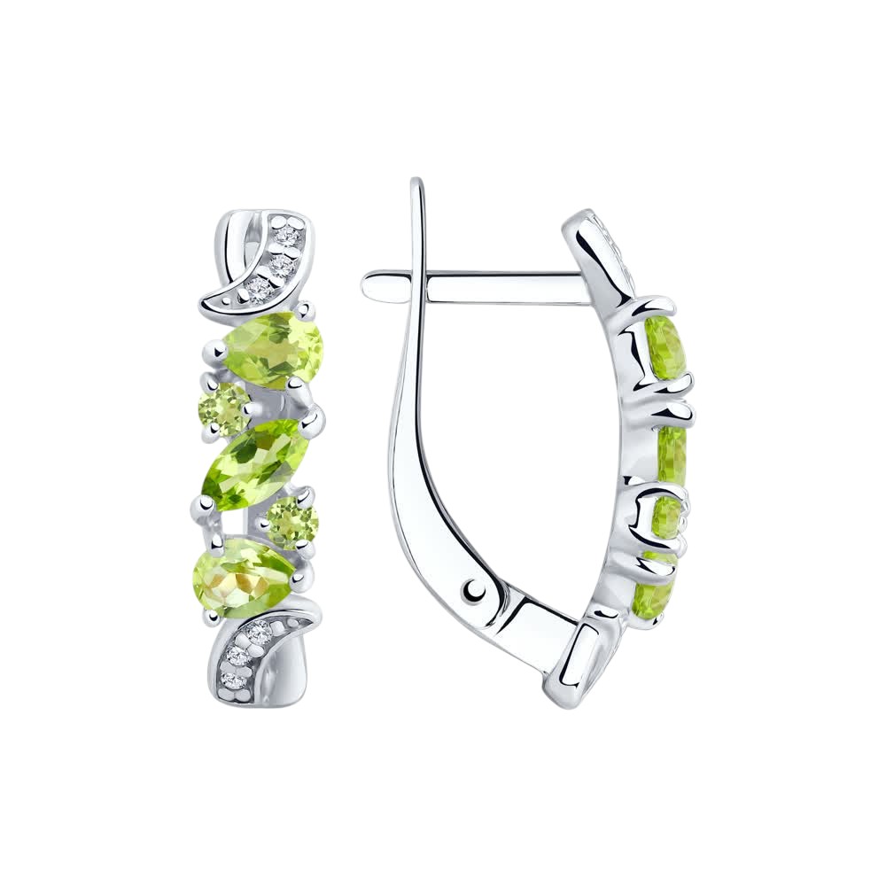 Серьги SOKOLOV - Серебро 925, Фианит, Хризолит (арт. 92021780)