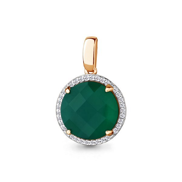 Подвеска Аквамарин - Серебро 925, Агат, Фианит (арт. 2508209А.6)