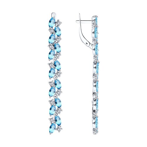 Серьги SOKOLOV - Серебро 925, Синтетический ситалл , Фианит (арт. 94-321-02173-1)