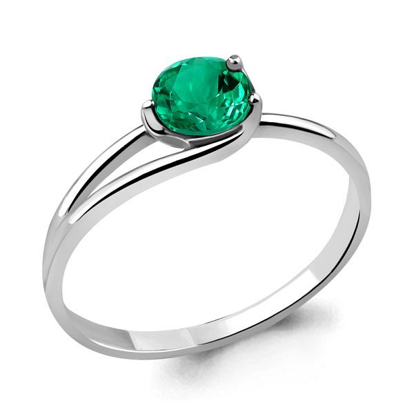 Кольцо Аквамарин - Серебро 925, Синтетический изумруд (арт. 63895П.5)