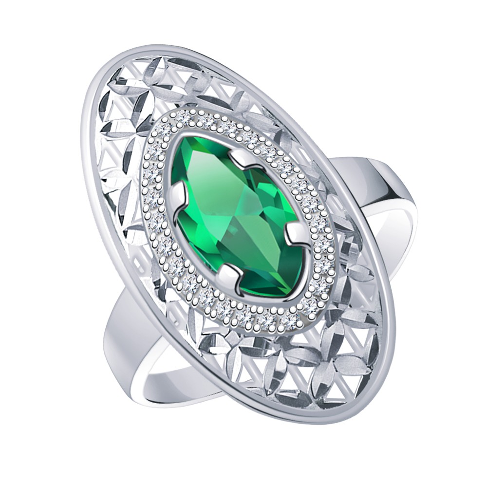 Кольцо Атолл - Серебро 925, Фианит (арт. 10504ас2-925)