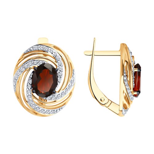 Серьги Diamant - Золото 585, Гранат, Фианит (арт. 51-320-02317-1)