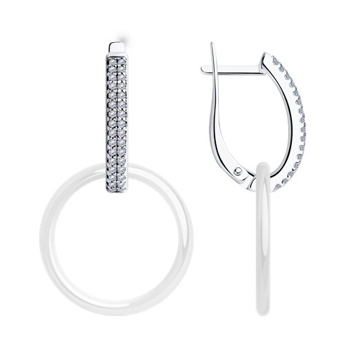 Серьги Diamant - Серебро 925, Керамика, Фианит (арт. 94-121-01318-2)