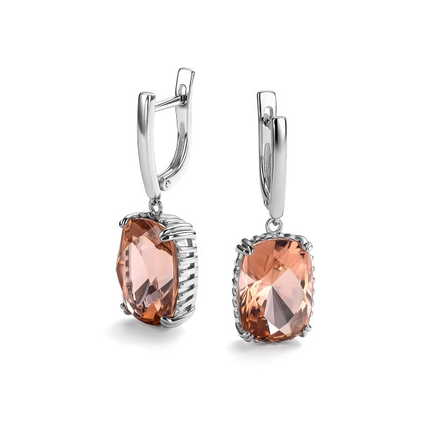 Серьги Дар - Серебро 925, Синтетический морганит (арт. С-5147рс363)