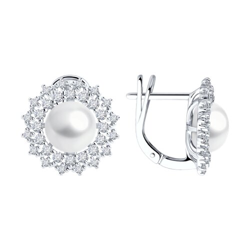 Серьги SOKOLOV - Серебро 925, Жемчуг культивированный, Фианит (арт. 92022965)