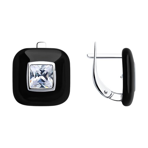 Серьги Diamant - Серебро 925, Фианит, Эмаль (арт. 94-120-01801-1)