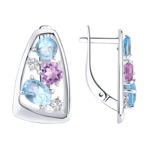 Серьги Diamant - Серебро 925, Аметист, Топаз, Фианит (арт. 94-320-00660-2)