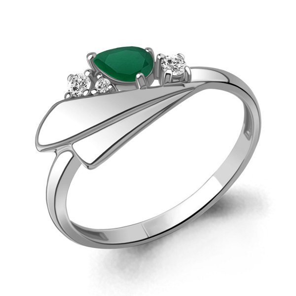 Кольцо Аквамарин - Серебро 925, Агат, Фианит (арт. 6976909А.5)