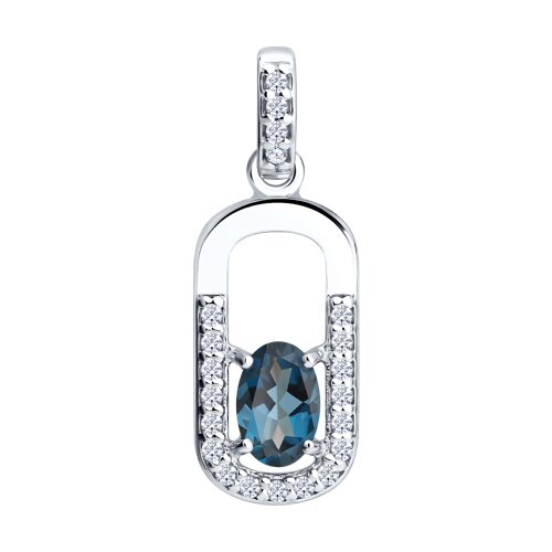 Подвеска SOKOLOV - Серебро 925, Топаз лондон, Фианит (арт. 92030881)