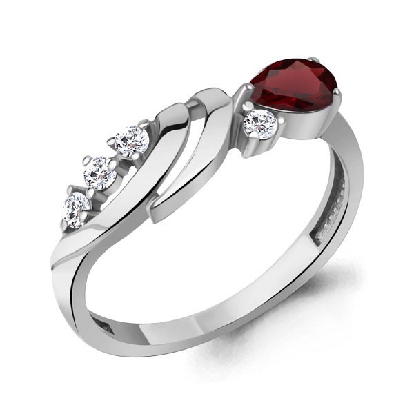 Кольцо Аквамарин - Серебро 925, Гранат, Фианит (арт. 65003303А.5)