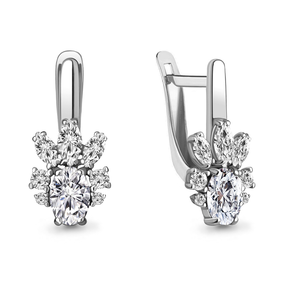 Серьги Аквамарин - Серебро 925, Фианит (арт. 49375А.5)