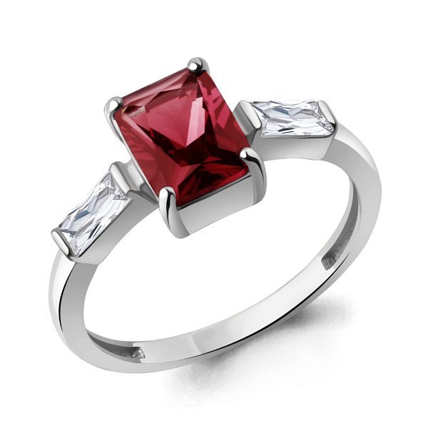 Кольцо Аквамарин - Серебро 925, Синтетический гранат, Фианит (арт. 60029685.5)